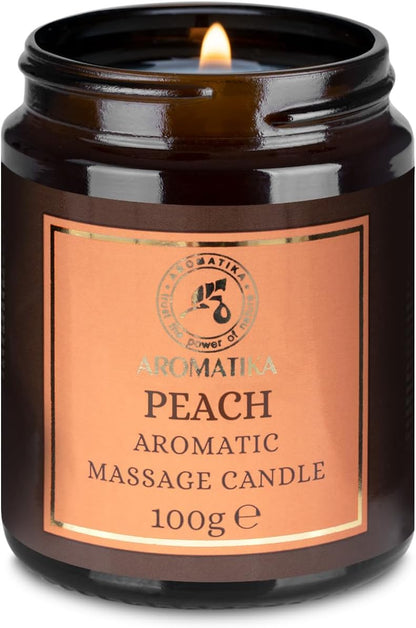 Massage Candle Peach - Soy Wax Candle 3.5Oz - Relaxing Massage Candle - Massage Candle with Coconut and Almond Oils - Body Care - Calming - Beauty - Aromatherapy