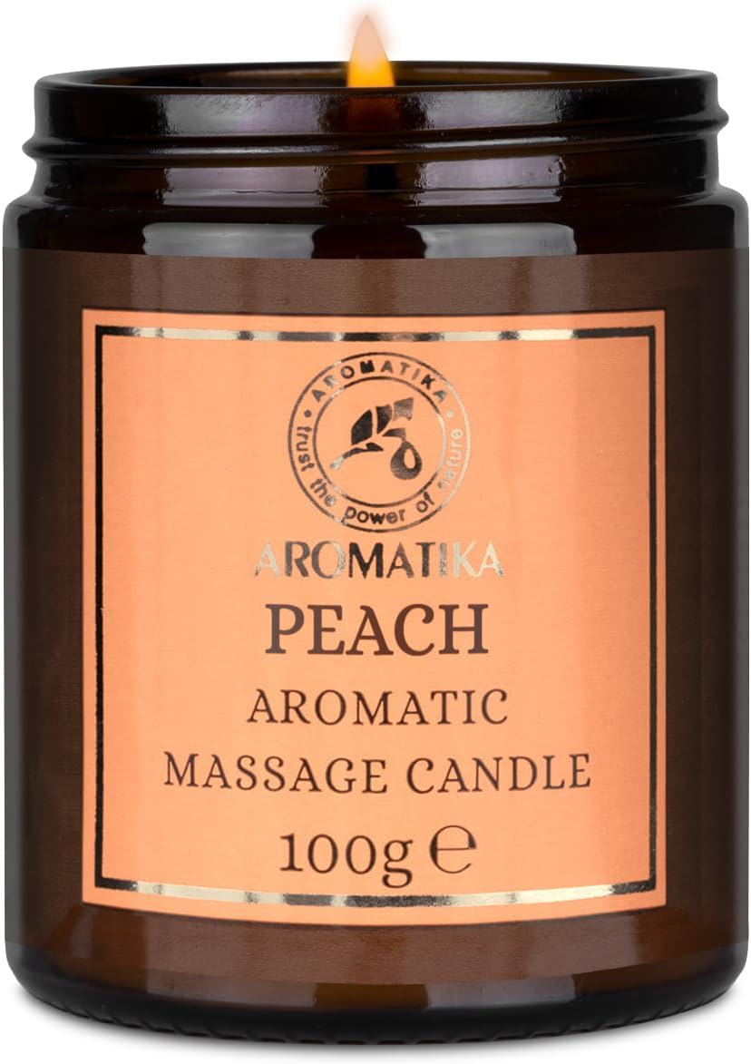Massage Candle Peach - Soy Wax Candle 3.5Oz - Relaxing Massage Candle - Massage Candle with Coconut and Almond Oils - Body Care - Calming - Beauty - Aromatherapy