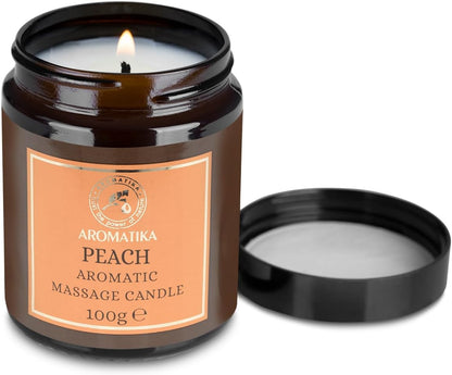 Massage Candle Peach - Soy Wax Candle 3.5Oz - Relaxing Massage Candle - Massage Candle with Coconut and Almond Oils - Body Care - Calming - Beauty - Aromatherapy