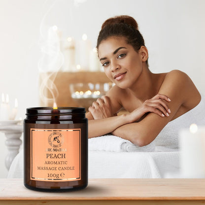 Massage Candle Peach - Soy Wax Candle 3.5Oz - Relaxing Massage Candle - Massage Candle with Coconut and Almond Oils - Body Care - Calming - Beauty - Aromatherapy