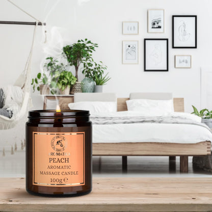 Massage Candle Peach - Soy Wax Candle 3.5Oz - Relaxing Massage Candle - Massage Candle with Coconut and Almond Oils - Body Care - Calming - Beauty - Aromatherapy