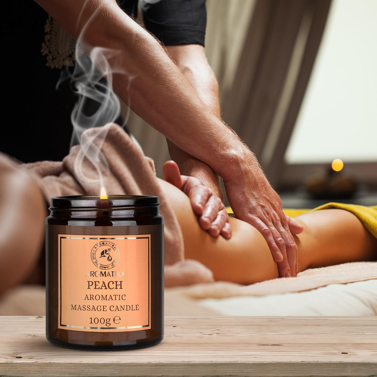 Massage Candle Peach - Soy Wax Candle 3.5Oz - Relaxing Massage Candle - Massage Candle with Coconut and Almond Oils - Body Care - Calming - Beauty - Aromatherapy