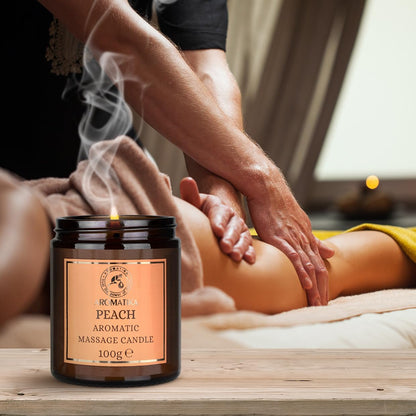 Massage Candle Peach - Soy Wax Candle 3.5Oz - Relaxing Massage Candle - Massage Candle with Coconut and Almond Oils - Body Care - Calming - Beauty - Aromatherapy