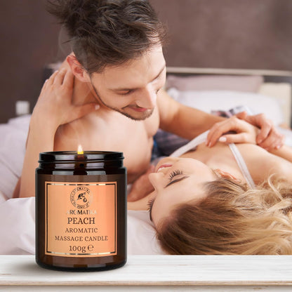 Massage Candle Peach - Soy Wax Candle 3.5Oz - Relaxing Massage Candle - Massage Candle with Coconut and Almond Oils - Body Care - Calming - Beauty - Aromatherapy