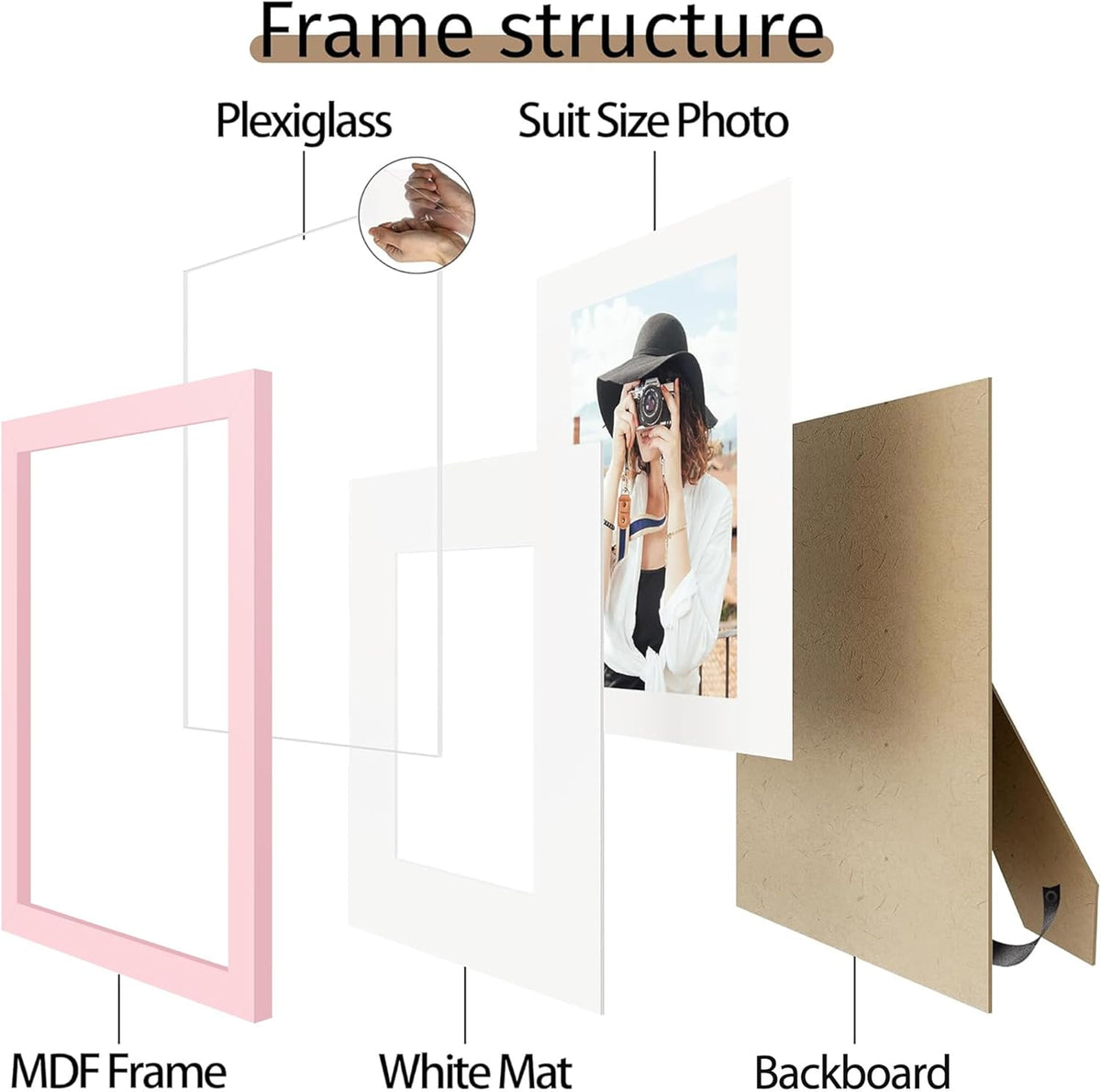 4x6 Picture Frame Set of 12, Modern Gallery Wall Frames, Pink