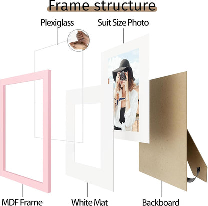 4x6 Picture Frame Set of 12, Modern Gallery Wall Frames, Pink