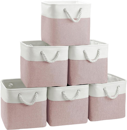 FinishingBo 11 inch Cube Storage Bin with Handles 6 Pack