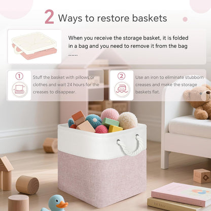 FinishingBo 11 inch Cube Storage Bin with Handles 6 Pack