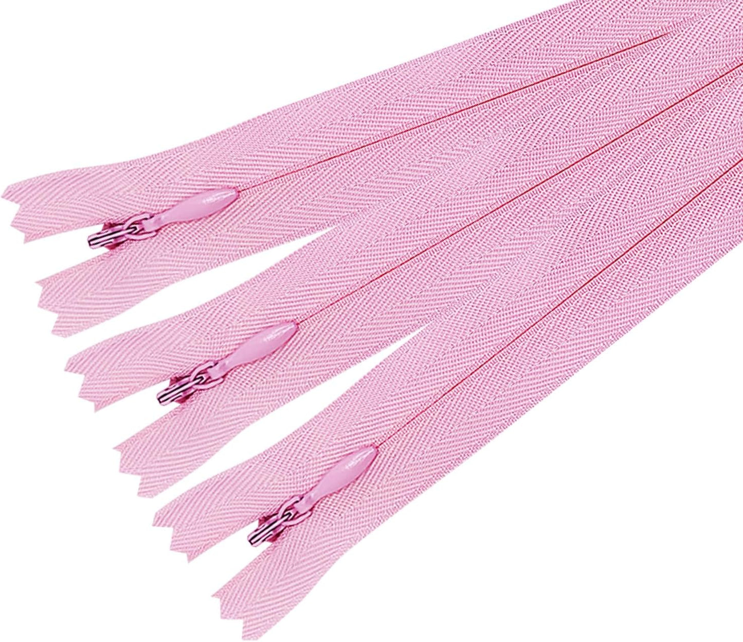 3PCS #3 8 Inch Pink Invisible Zippers for Sewing Skirts, Nylon Coil Bulk Zippers for Pocket, Pillow(Pink 8" 3PCS)