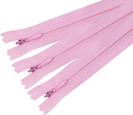 3PCS #3 8 Inch Pink Invisible Zippers for Sewing Skirts, Nylon Coil Bulk Zippers for Pocket, Pillow(Pink 8" 3PCS)