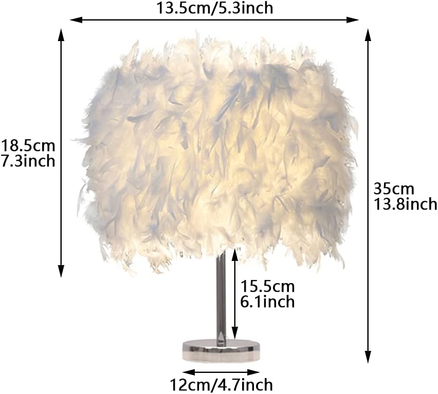 Feather Table Light, Home Decorative Bedside Desk Lamp Elegant Feather Lampshade LED Night Lamp, Soft Lighting Romantic Atmosphere Light for Living Room Wedding Room Bedroom(US Plug,Pink)