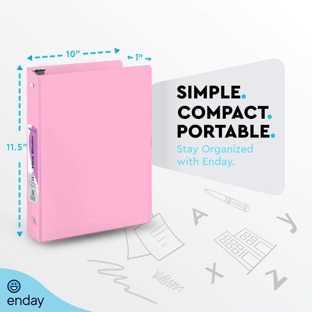 1 Inch Binders 3 Ring (Pastel Pink) 3 Ring Binder 1 inch, Clear View Cover for Letter Size 8.5 x 11'' Paper & 2 Inside Pockets, Ideal for School Supplies, Office, and Home.