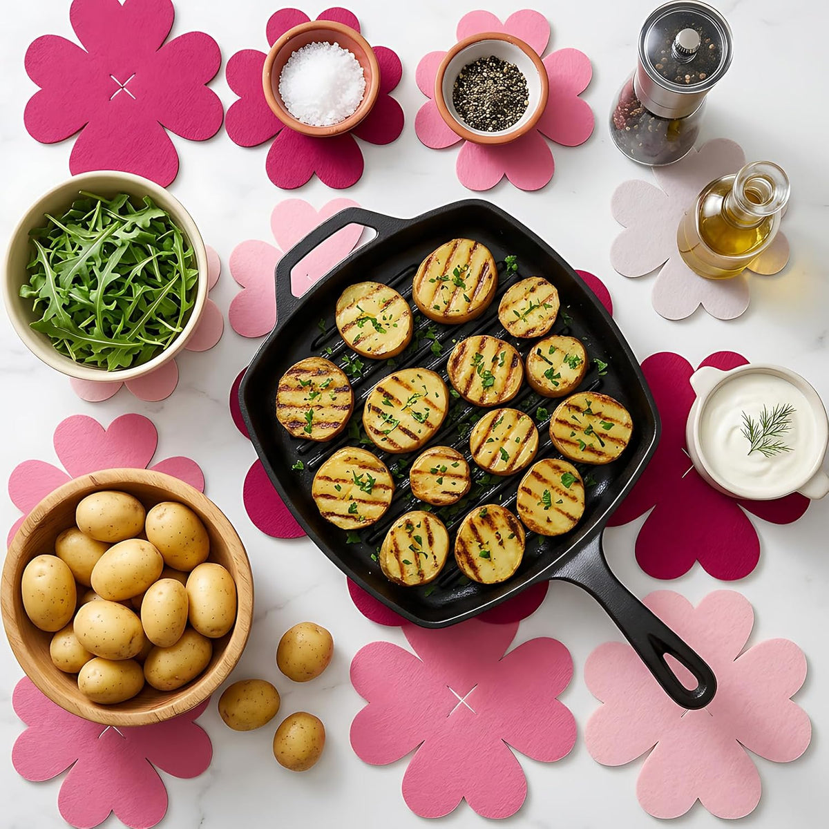 12 PCS Pot and Pan Protectors, Pink Four-Leaf Clover 3 Sizes Thicker Felt Pan Protector Pads, Pot Separators for Stacking, Anti-Slip Dividers to Protect Glass Ceramic Plates Cookware from Scratching