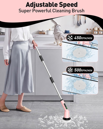 Electric Spin Scrubber for Bathroom, Shower Scrubber with Long Handle