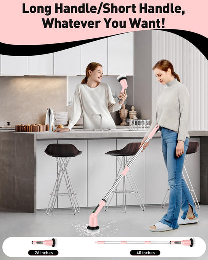 Electric Spin Scrubber for Bathroom, Shower Scrubber with Long Handle