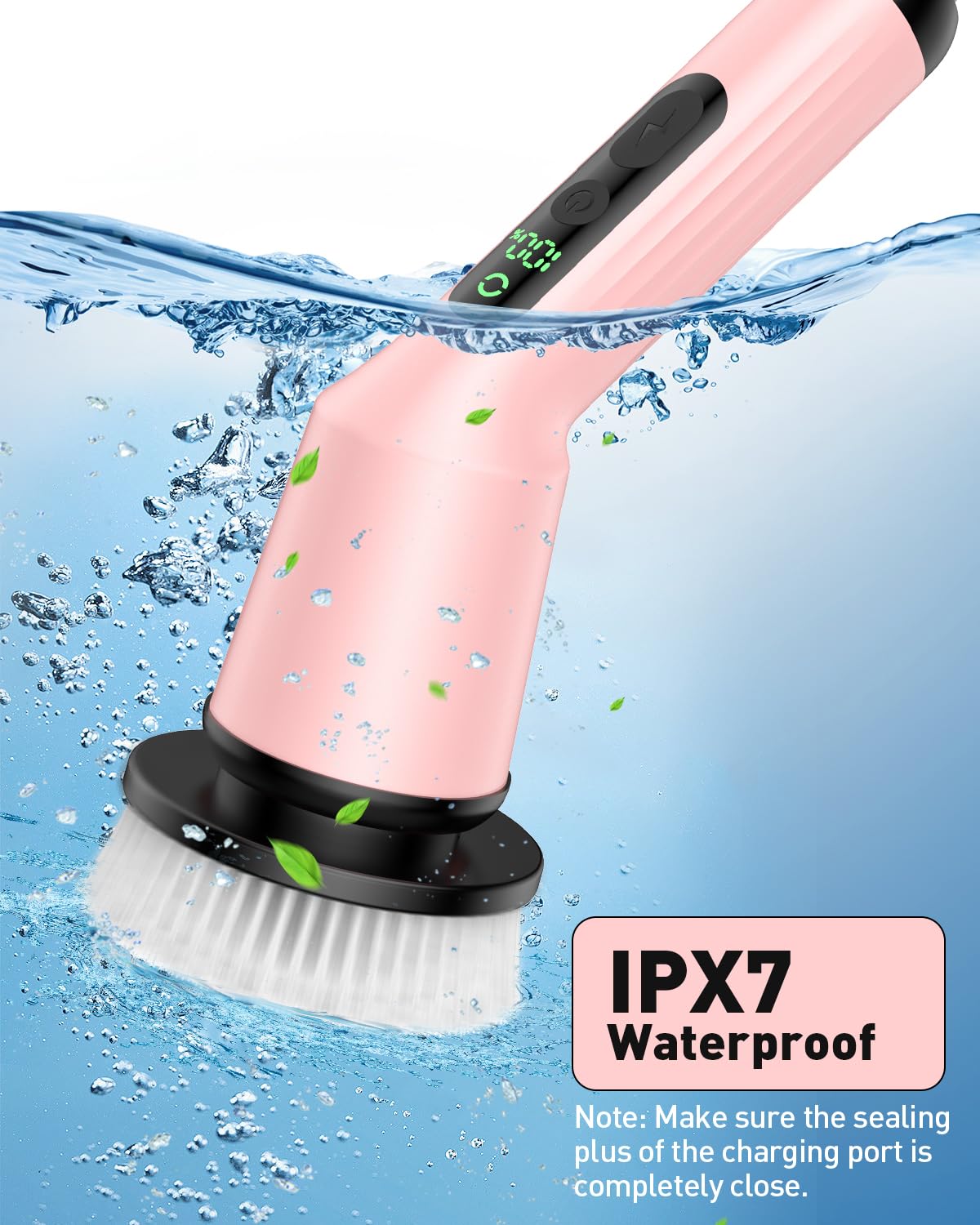 Electric Spin Scrubber for Bathroom, Shower Scrubber with Long Handle