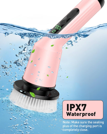 Electric Spin Scrubber for Bathroom, Shower Scrubber with Long Handle