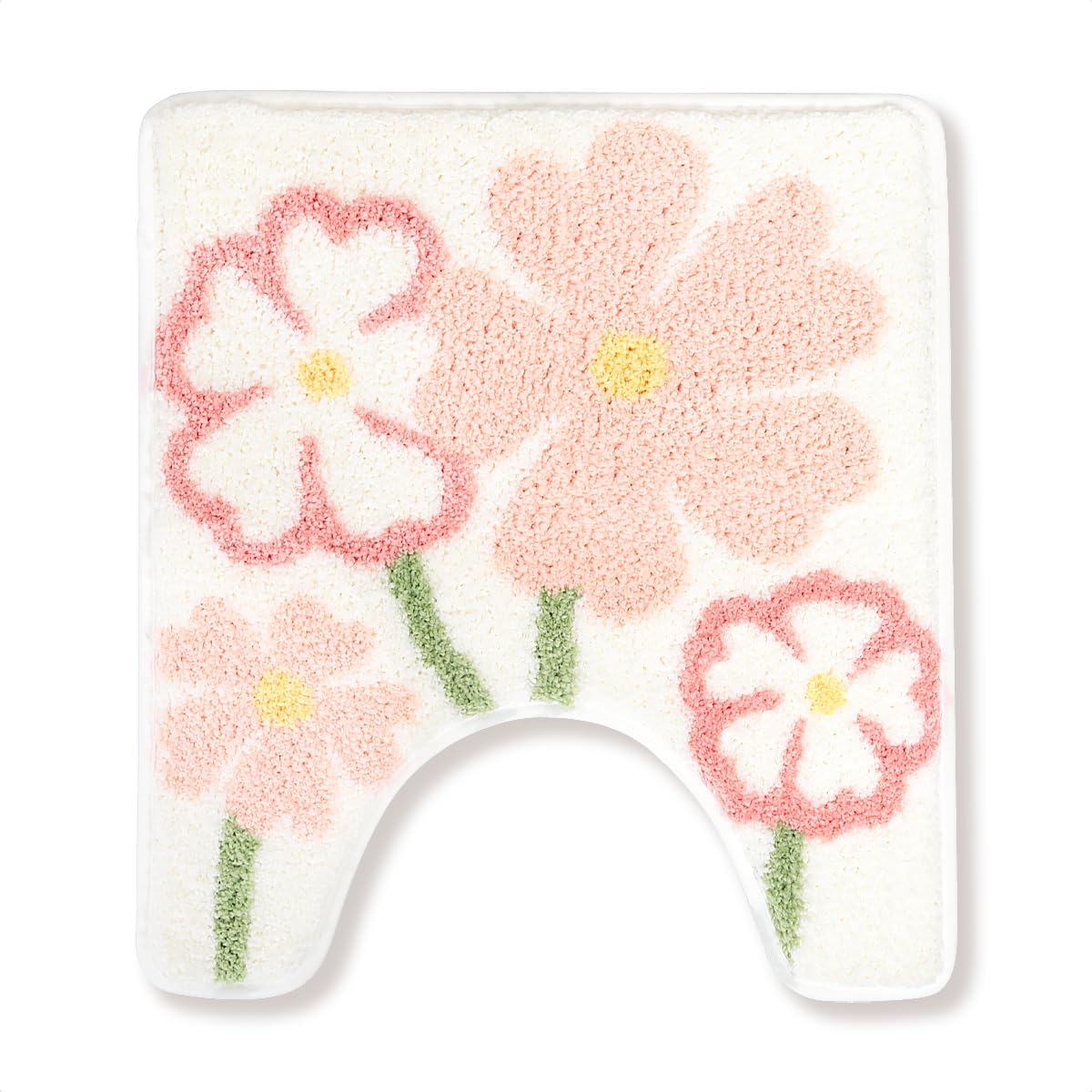 Floral Toilet Mat 20x22, U-Shaped Absorbent Microfiber Bath Rugs