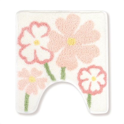 Floral Toilet Mat 20x22, U-Shaped Absorbent Microfiber Bath Rugs