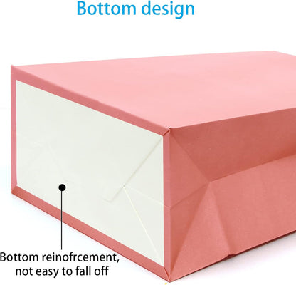25 PCS Small Gift Bags Blush Pink Kraft Paper Bag with Handles for Party Favors (8.2 x 6 x 3.1 In)