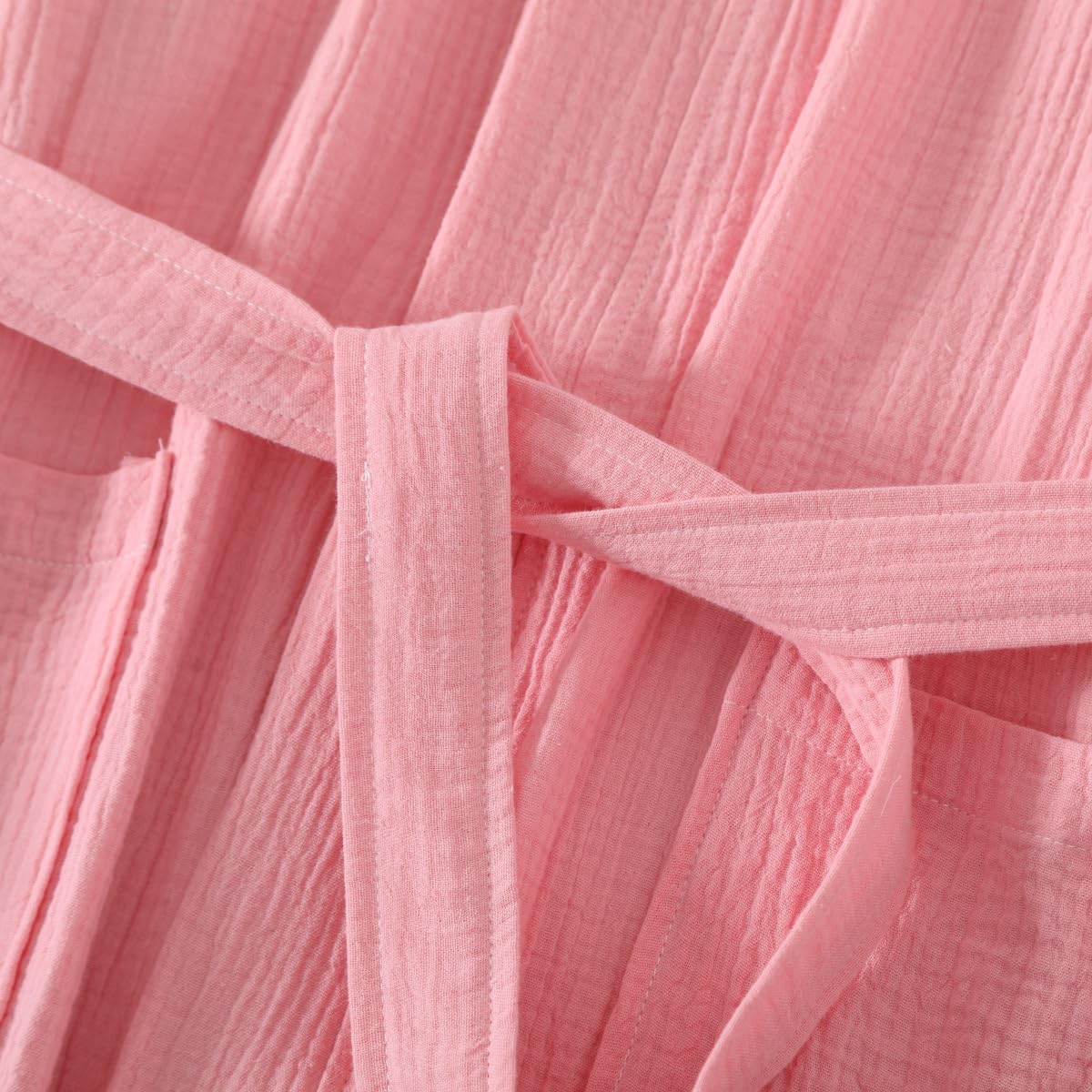Women's Cotton Gauze Lightweight Robe Absorbent Spa Kimono Bathrobe Muslin Yukata Loungewear Nightgown Dressing