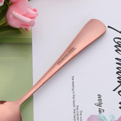 Rose Gold Unique Pattern Design Coffee Espresso Spoons Mini, Mingcheng Stainless Steel Small Teaspoons Silverware Set of 12, 5.5 Inches Food Spoons for Demitasse Dessert Tea