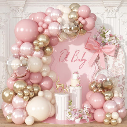 Dusty Pink Balloon Garland Arch Kit Double Stuffed Pink Gold Balloon