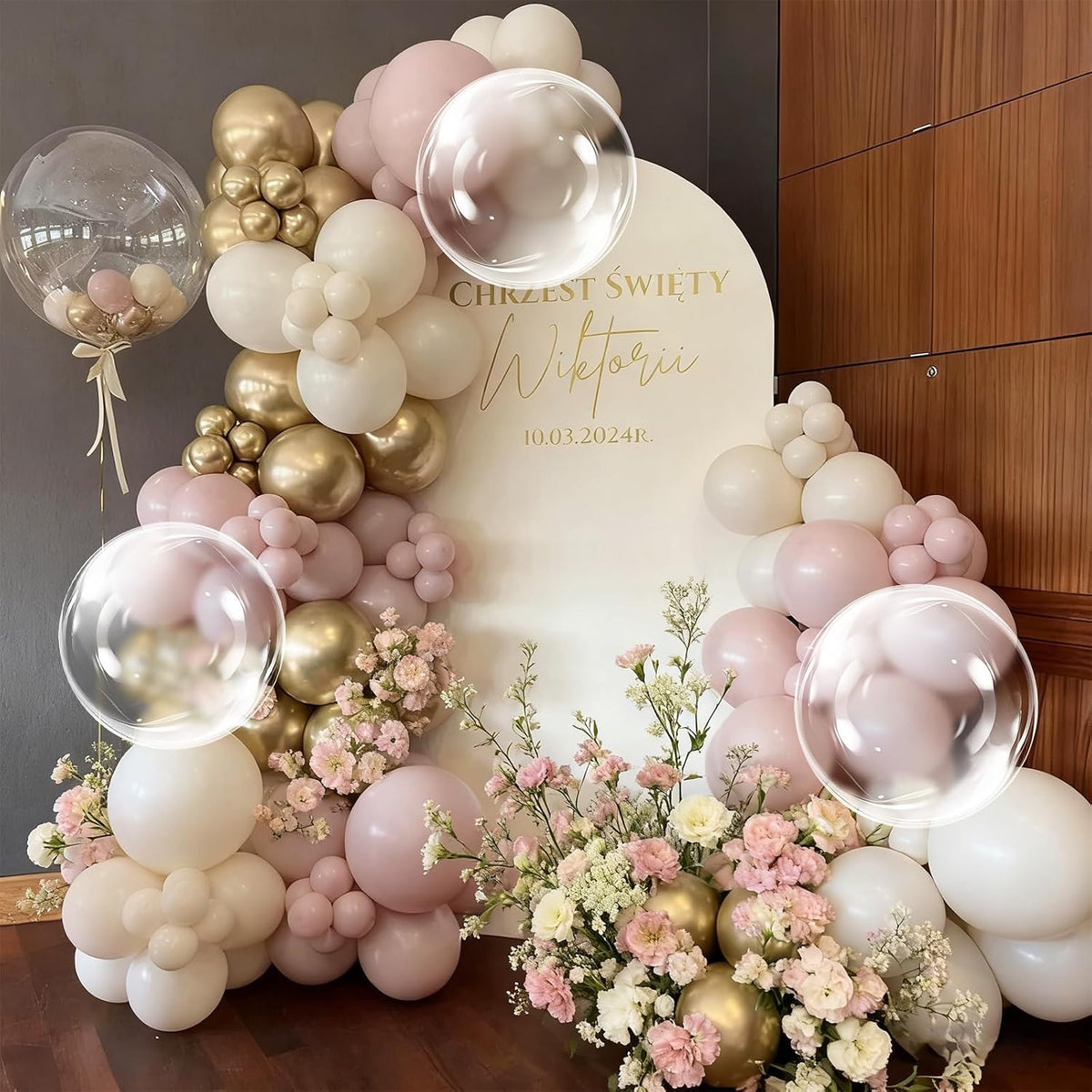 Dusty Pink Balloon Garland Arch Kit Double Stuffed Pink Gold Balloon