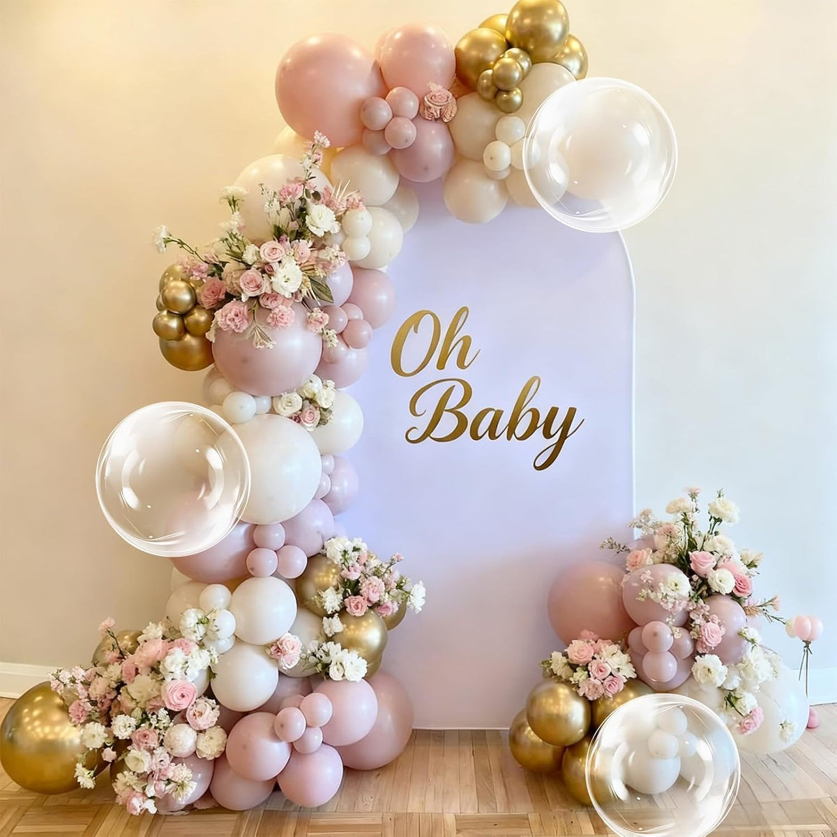 Dusty Pink Balloon Garland Arch Kit Double Stuffed Pink Gold Balloon