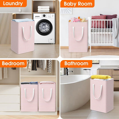 3-Pack Laundry Basket, Collapsible Laundry Hampers, 125L, Pink
