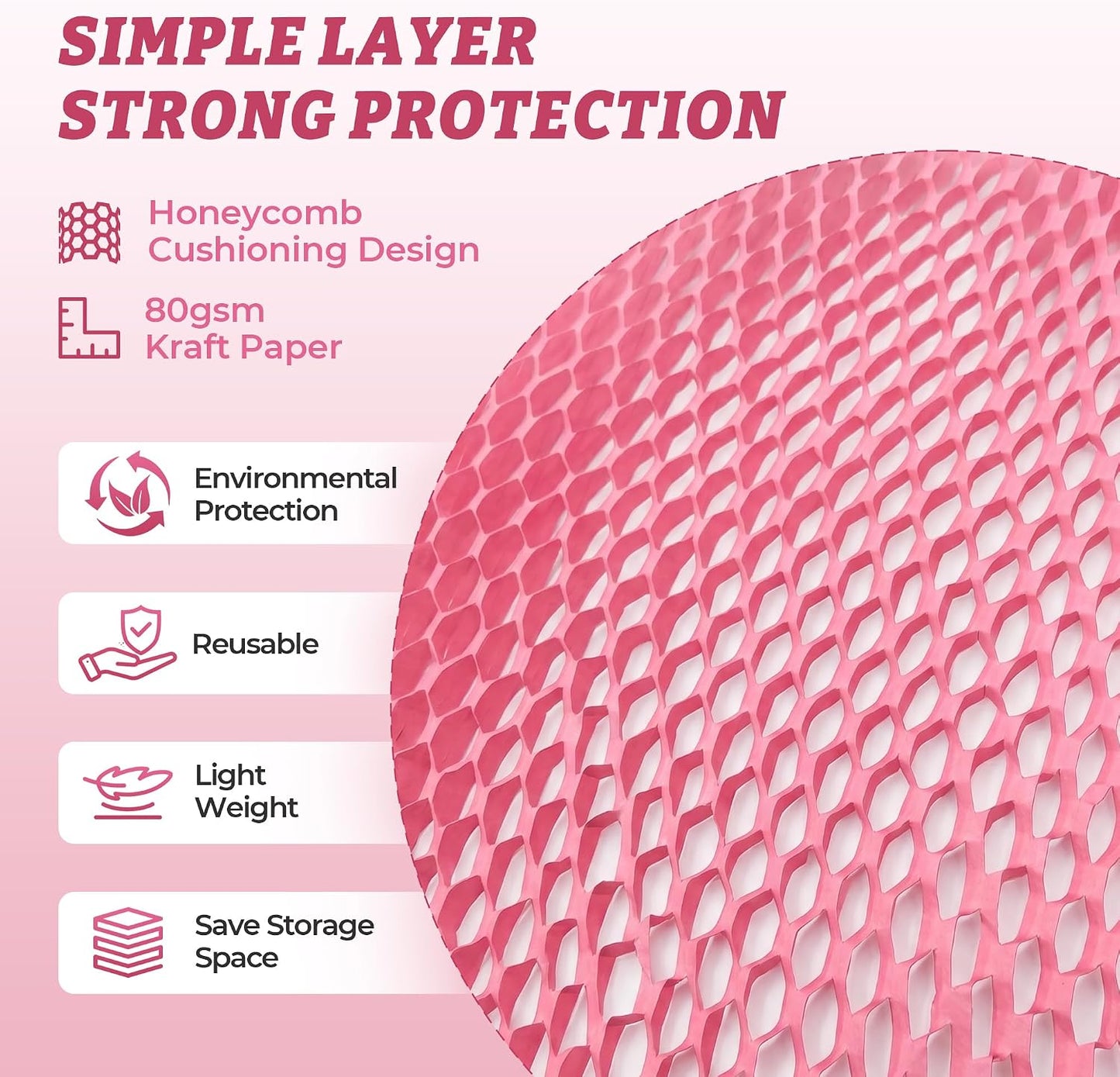 Pink Honeycomb Packing Paper for Gift Wrap & Box Filler 12" x 200' | For gift makers, boutiques and small shops, pink paper wrap expands to 320' for gift boxes, fillers and favors.