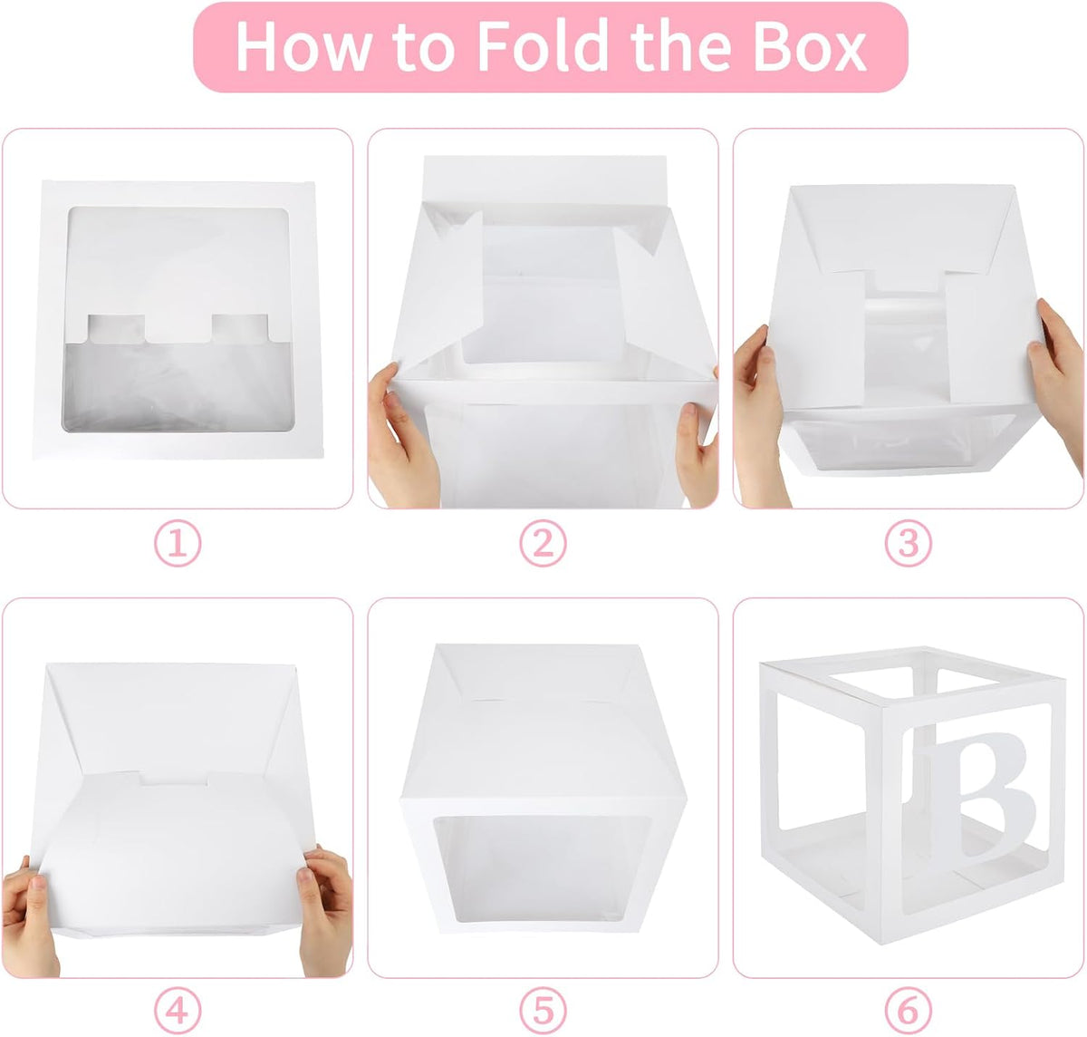 Baby Boxes for Baby Shower Decoration with 8 Letters and 36 Balloons 4pcs Clear Balloon Boxes BABY Blocks for Girls Birthday Party Decorations(Pink)
