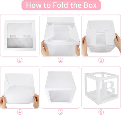 Baby Boxes for Baby Shower Decoration with 8 Letters and 36 Balloons 4pcs Clear Balloon Boxes BABY Blocks for Girls Birthday Party Decorations(Pink)