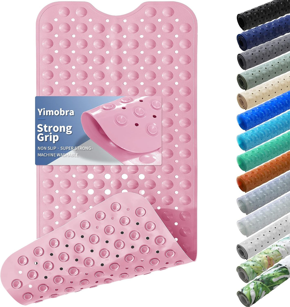 Non Slip Bath Mat for Tub 40x16, Extra Long Bath Tub Mat, Pink
