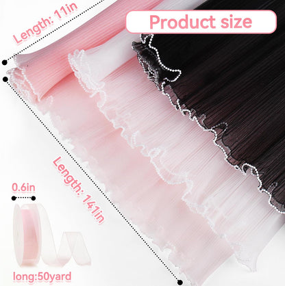 Upgraded Flower Wrapping Paper Bouquet Wrapping Paper with Pearl Edge,Pink Wrinkled Translucent Lace Mesh Florist Floral Paper Waterproof Bouquet Paper Wrap for Mother's Day Valentine's Day Wedding Gift Packaging