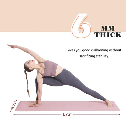 Yoga Mat Non Slip, Pilates Fitness Mats, Eco Friendly, Anti-Tear 1/4" Thick Yoga Mats for Women, Exercise Mats for Home Workout with Carrying Sling and Storage Bag