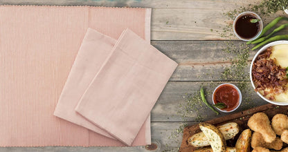 Two-Toned Napkin Set, Peach, 100% Cotton, Napkin Size 18x18 Inch, Suitable for Formal Dining, Everyday Meals, Thanks-Giving and Other Casual Occasions. Pack 6 Pieces.
