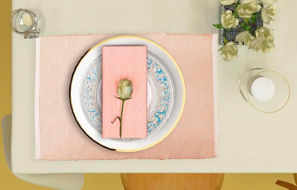 Two-Toned Napkin Set, Peach, 100% Cotton, Napkin Size 18x18 Inch, Suitable for Formal Dining, Everyday Meals, Thanks-Giving and Other Casual Occasions. Pack 6 Pieces.