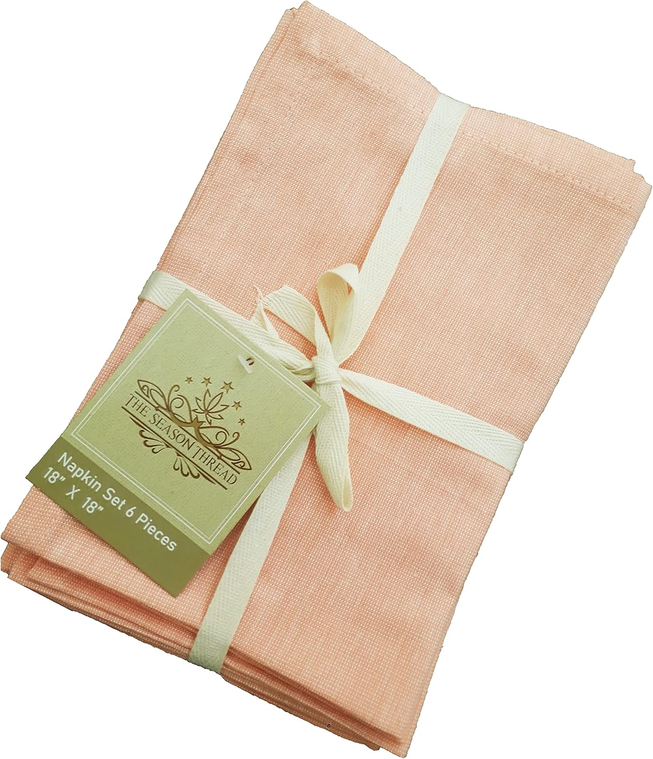 Two-Toned Napkin Set, Peach, 100% Cotton, Napkin Size 18x18 Inch, Suitable for Formal Dining, Everyday Meals, Thanks-Giving and Other Casual Occasions. Pack 6 Pieces.