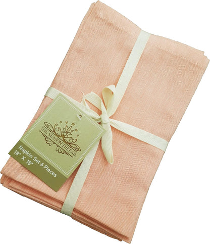 Two-Toned Napkin Set, Peach, 100% Cotton, Napkin Size 18x18 Inch, Suitable for Formal Dining, Everyday Meals, Thanks-Giving and Other Casual Occasions. Pack 6 Pieces.