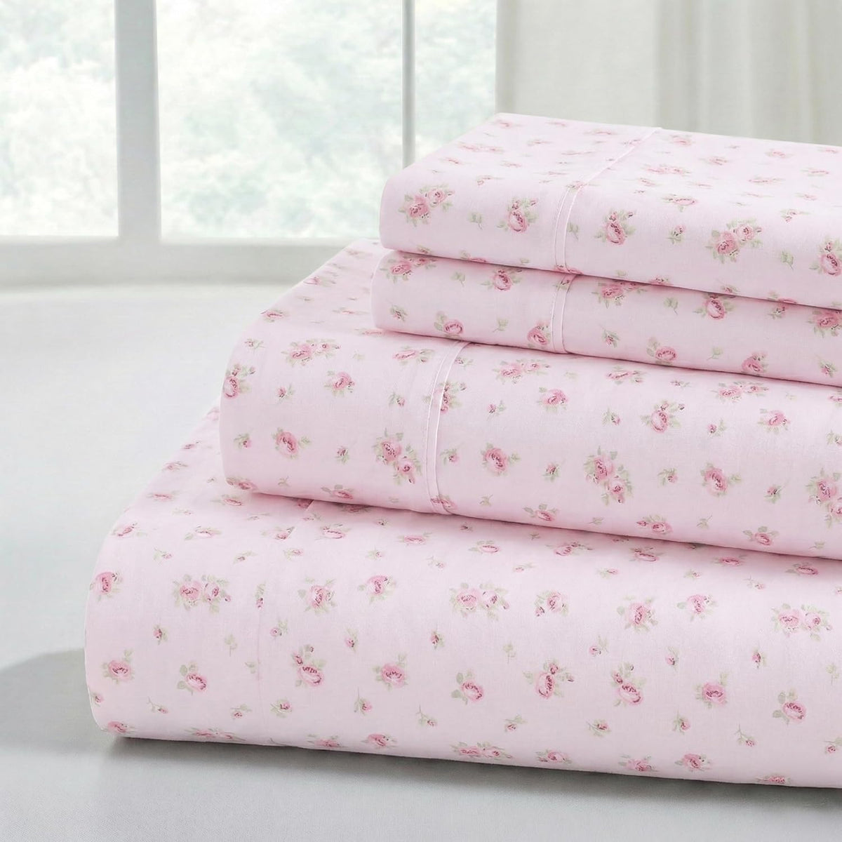 Silky Soft Microfiber and Wrinkle Free Sheets - Luxurious Microfiber Bed Sheets Includes Flat Sheet, Fitted Sheet with Deep Pockets, & Pillowcases Blush, Full