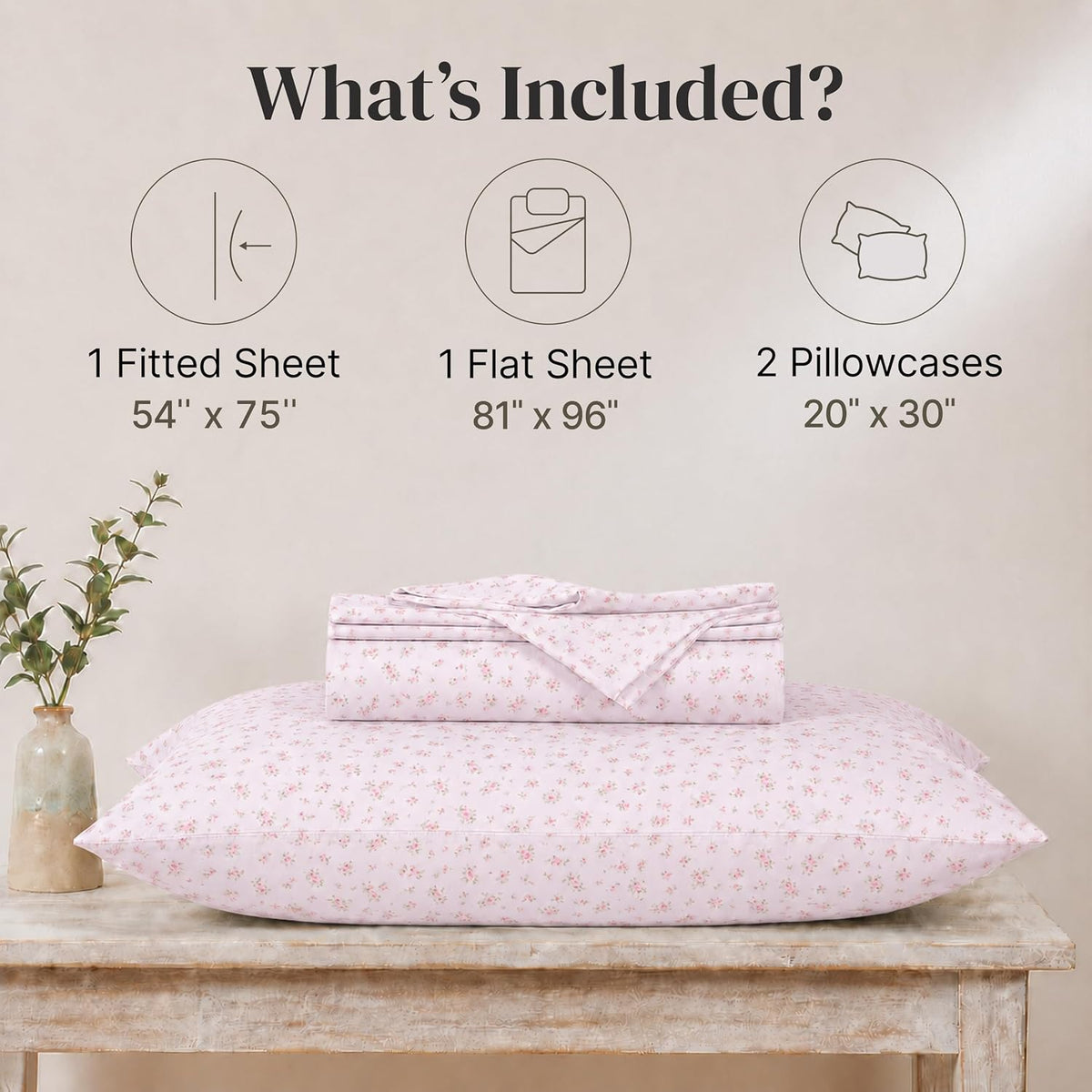 Silky Soft Microfiber and Wrinkle Free Sheets - Luxurious Microfiber Bed Sheets Includes Flat Sheet, Fitted Sheet with Deep Pockets, & Pillowcases Blush, Full