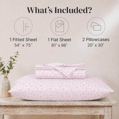 Silky Soft Microfiber and Wrinkle Free Sheets - Luxurious Microfiber Bed Sheets Includes Flat Sheet, Fitted Sheet with Deep Pockets, & Pillowcases Blush, Full