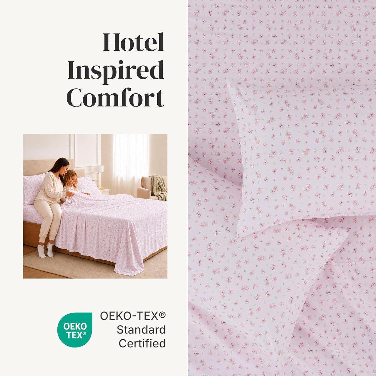Silky Soft Microfiber and Wrinkle Free Sheets - Luxurious Microfiber Bed Sheets Includes Flat Sheet, Fitted Sheet with Deep Pockets, & Pillowcases Blush, Full