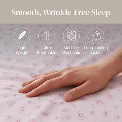 Silky Soft Microfiber and Wrinkle Free Sheets - Luxurious Microfiber Bed Sheets Includes Flat Sheet, Fitted Sheet with Deep Pockets, & Pillowcases Blush, Full
