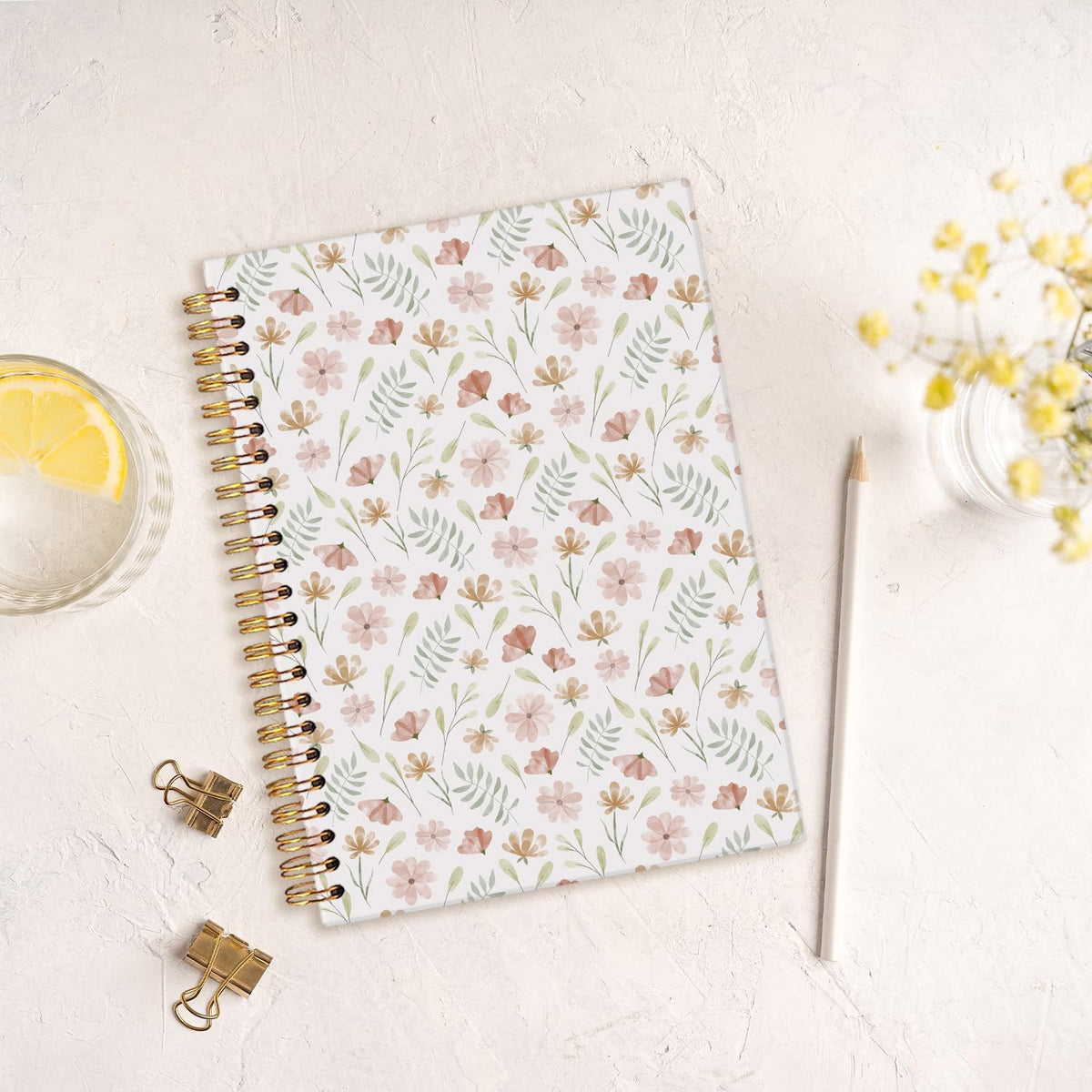 Cute Spiral Notebook Journal for Women,Floral Notebook