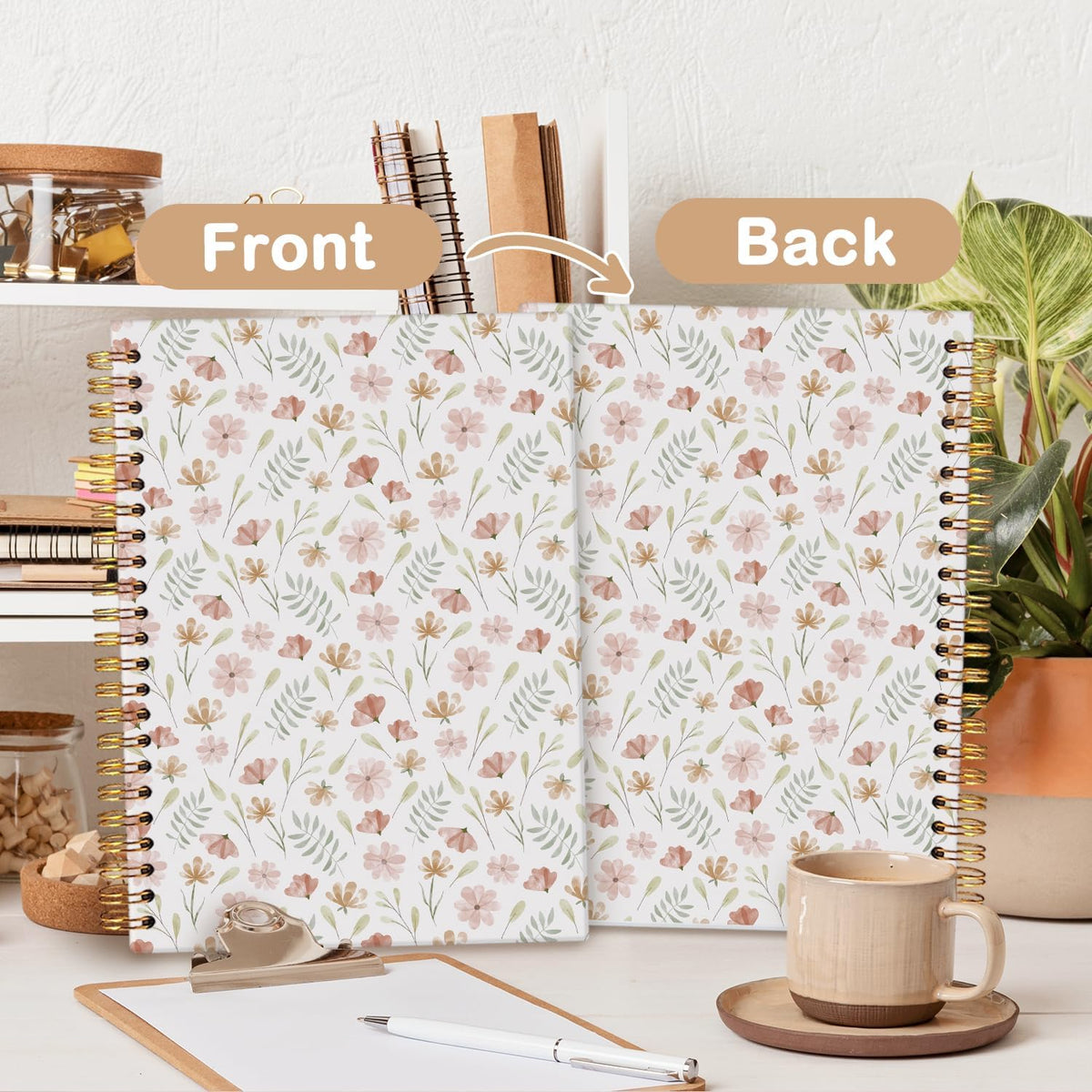 Cute Spiral Notebook Journal for Women,Floral Notebook