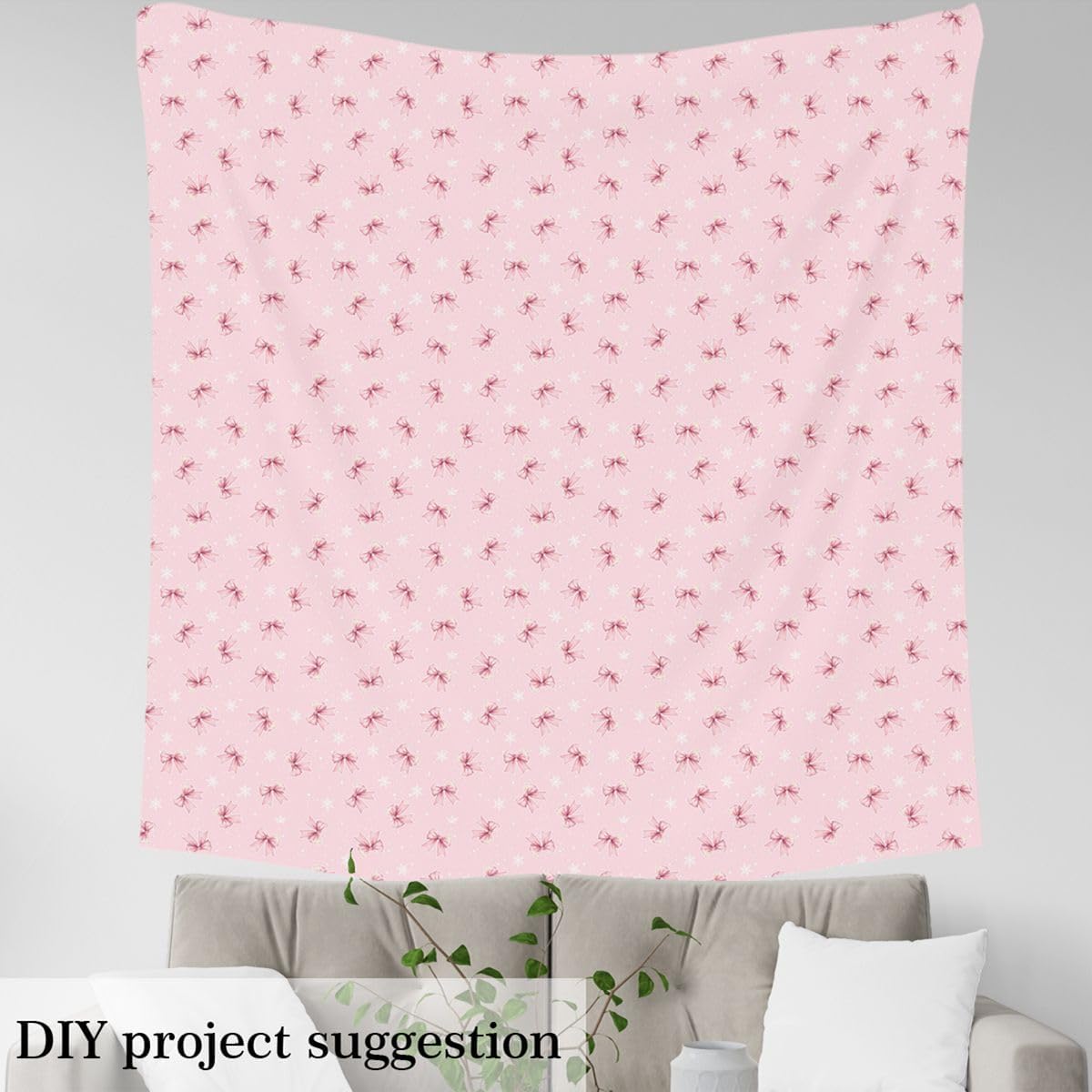 Girly Coquette Bowknots Fabric by The Yard,French Style Dots Soft Polyester No Stretch Princess Style Lightweight Durable for Sewing Projects 3 Yard Bolt,108" L x 59" W Peach Pink