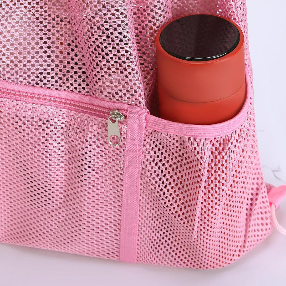 2 PACK Mesh Drawstring Backpack Bag, Multifunction Mesh Bag for Swimming, Athletic Gym, Clothes, Beach, Swim (Pink)