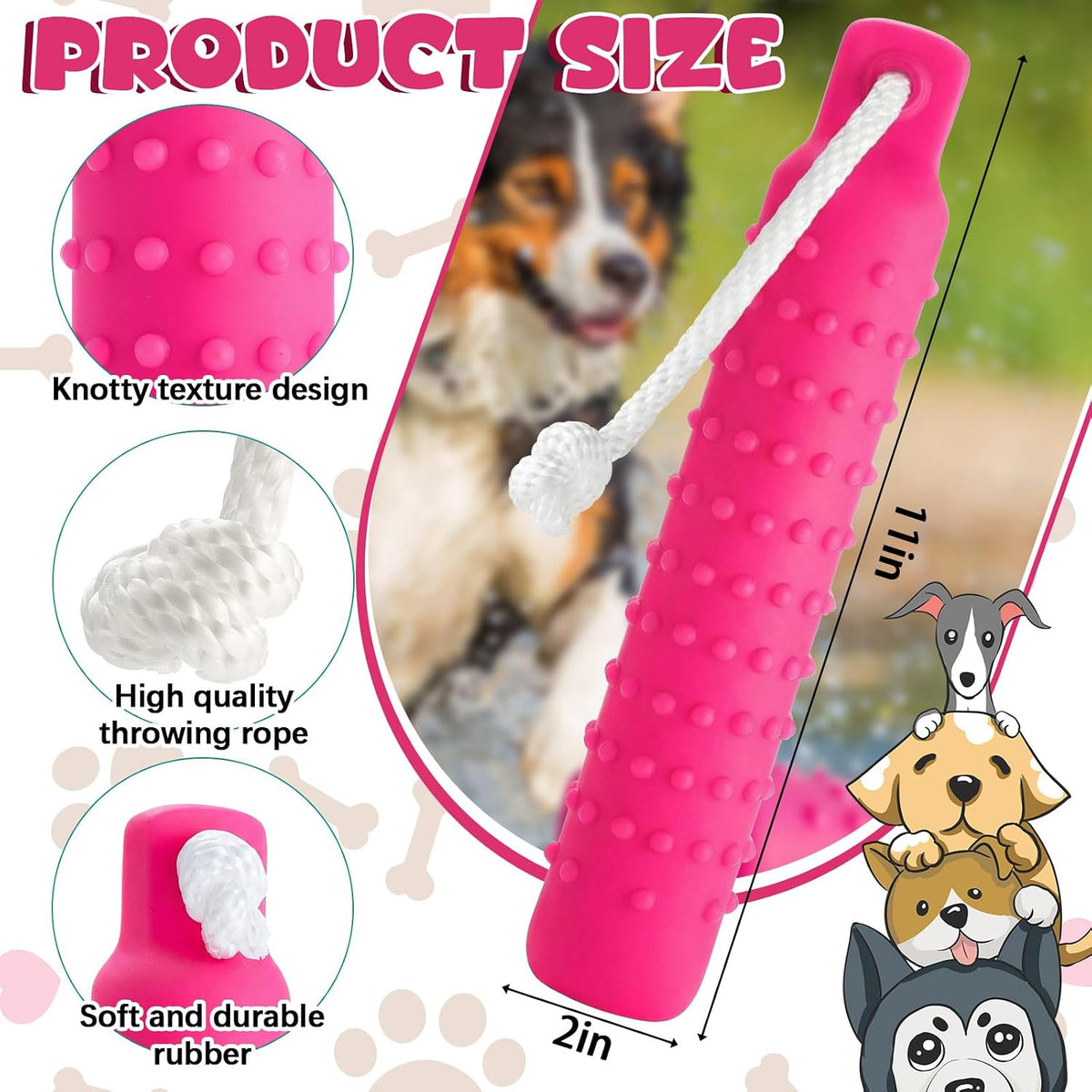Pink Dog Bumper Toy Training Dummy, 4 Pcs
